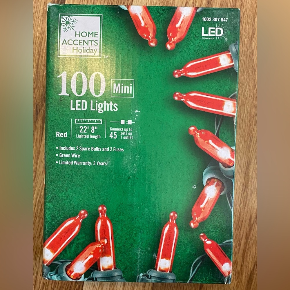 Home Accents Holiday Red LED String Lights NIB